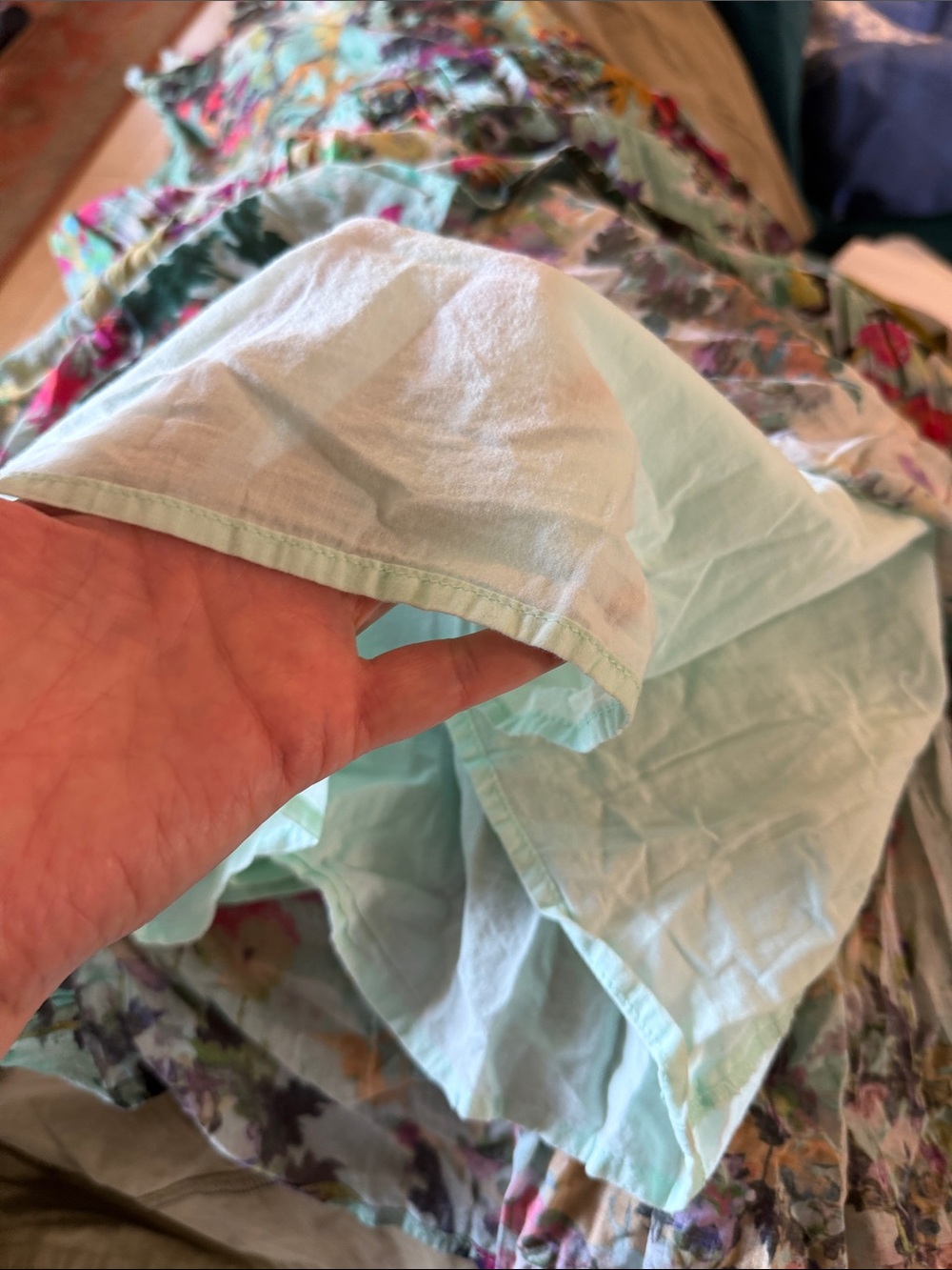 Peruvian Connection Teal Floral Short-Sleeve Scoop Dress with Pink Accents, sz M - Picture 7 of 9